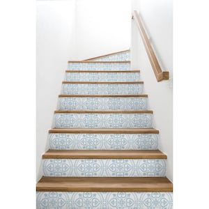 30.75 sq. ft. Luxe Haven Hampton Blue Villa Mar Tile Vinyl Peel and Stick Wallpaper Roll