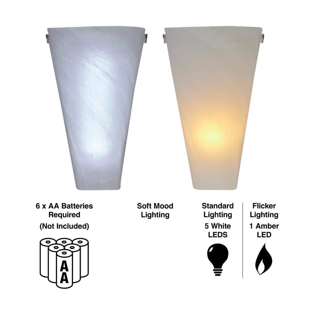Frosted Marble Glass LED Sconce with Remote Control, White
