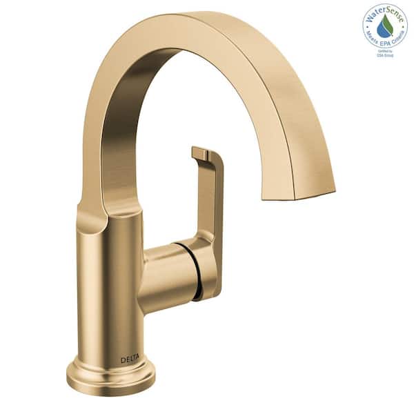 Delta Tetra Gold Single-Handle Single Hole Bathroom Faucet Drain