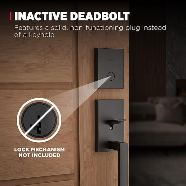 San Clemente Matte Black Keyed Entry Door Handleset and Non-Functioning Door Handleset for Front Exterior Double Doors