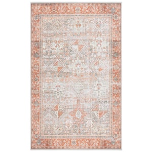 Arizona Rust/Sage 6 ft. x 9 ft. Distressed Border Ornate Machine Washable Area Rug