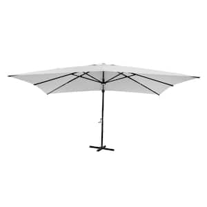 10x13 ft.  360°  Rotation Square Cantilever Patio Umbrella with Bluetooth Speaker and LED Light in Gray