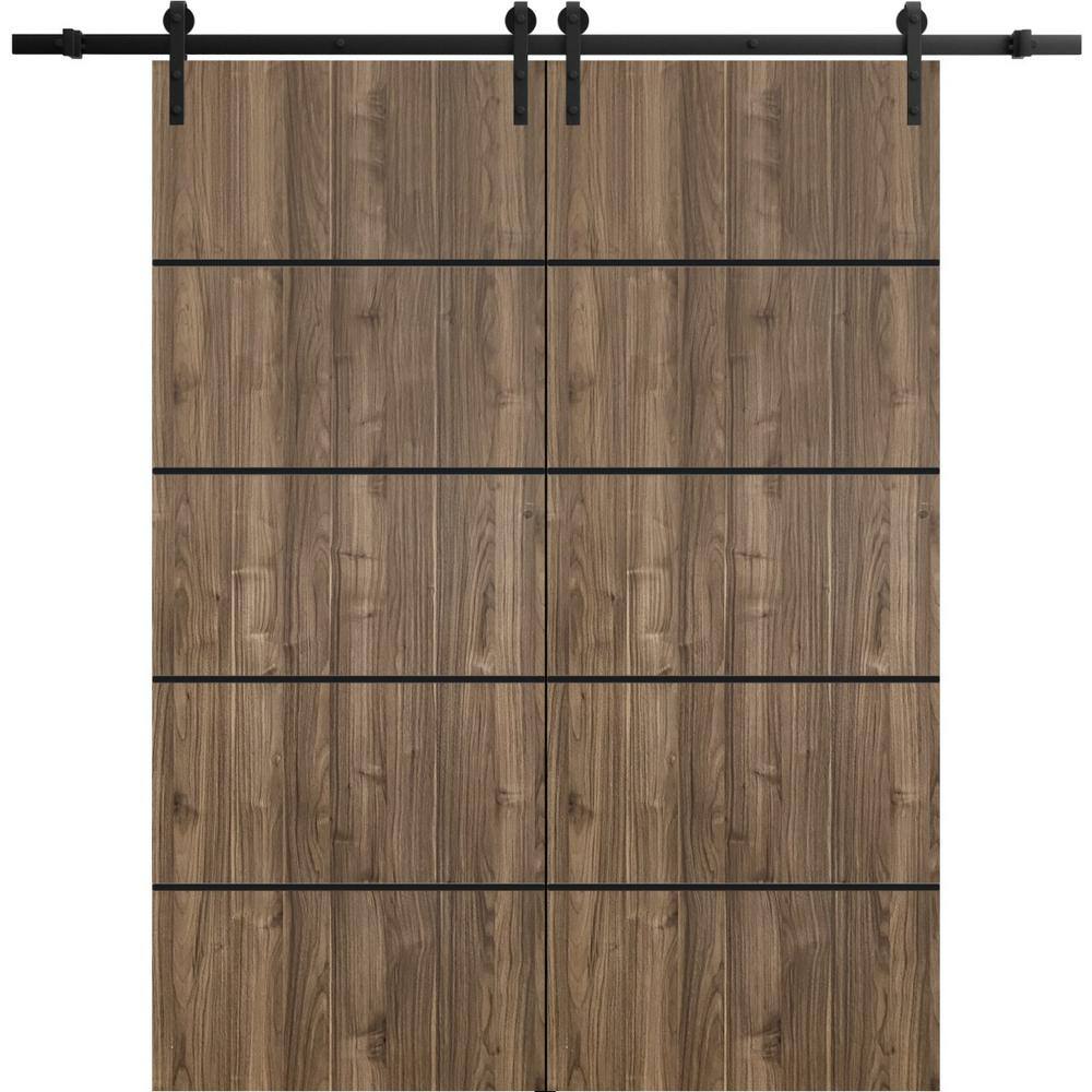 Assemble Required 30 in. x 96 in. 2-Panel Walnut Solid Wood with Honeycomb Sliding Barn Door with Hardware Kit price history on PriceWatchPro