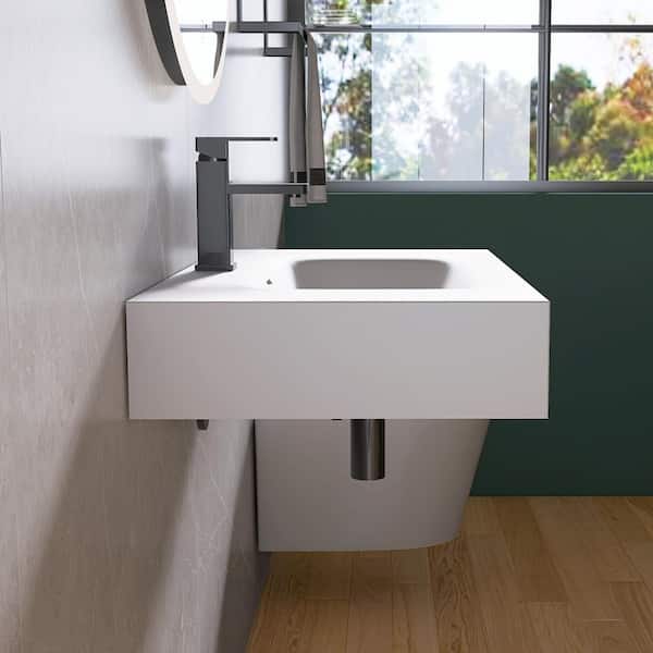 MEDUNJESS 32 in. x 18 in. Solid Surface Wall-Mounted Bathroom
