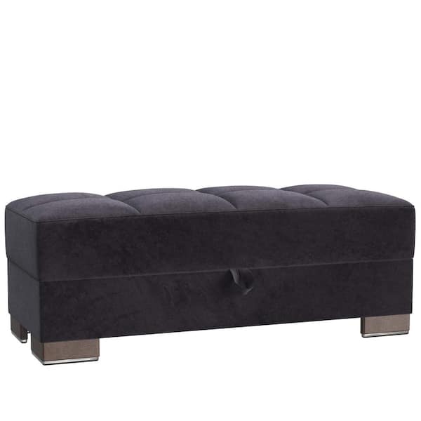 Ottomanson Basics Air Collection Black Ottoman With Storage