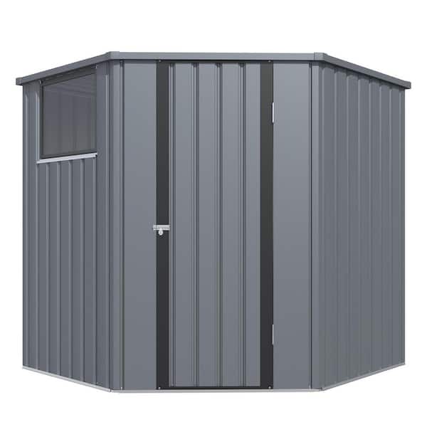 6 ft. W x 6 ft. D Metal Corner Storage Shed with Openable Windows and Lockable Doors