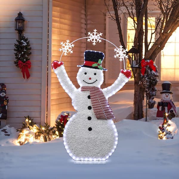 LuxenHome 60 in. Prelit Snowman with Snowflake Arch Christmas