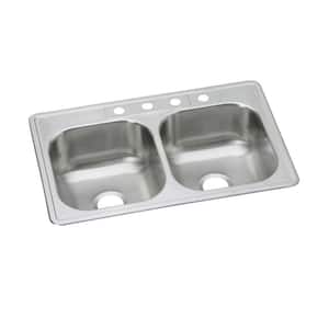 Stainless Steel 33 in. 1-Hole Double Bowl Drop-In Kitchen Sink
