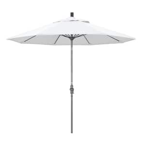 9 ft. Hammertone Grey Aluminum Market Patio Umbrella with Collar Tilt Crank Lift in Natural Pacifica