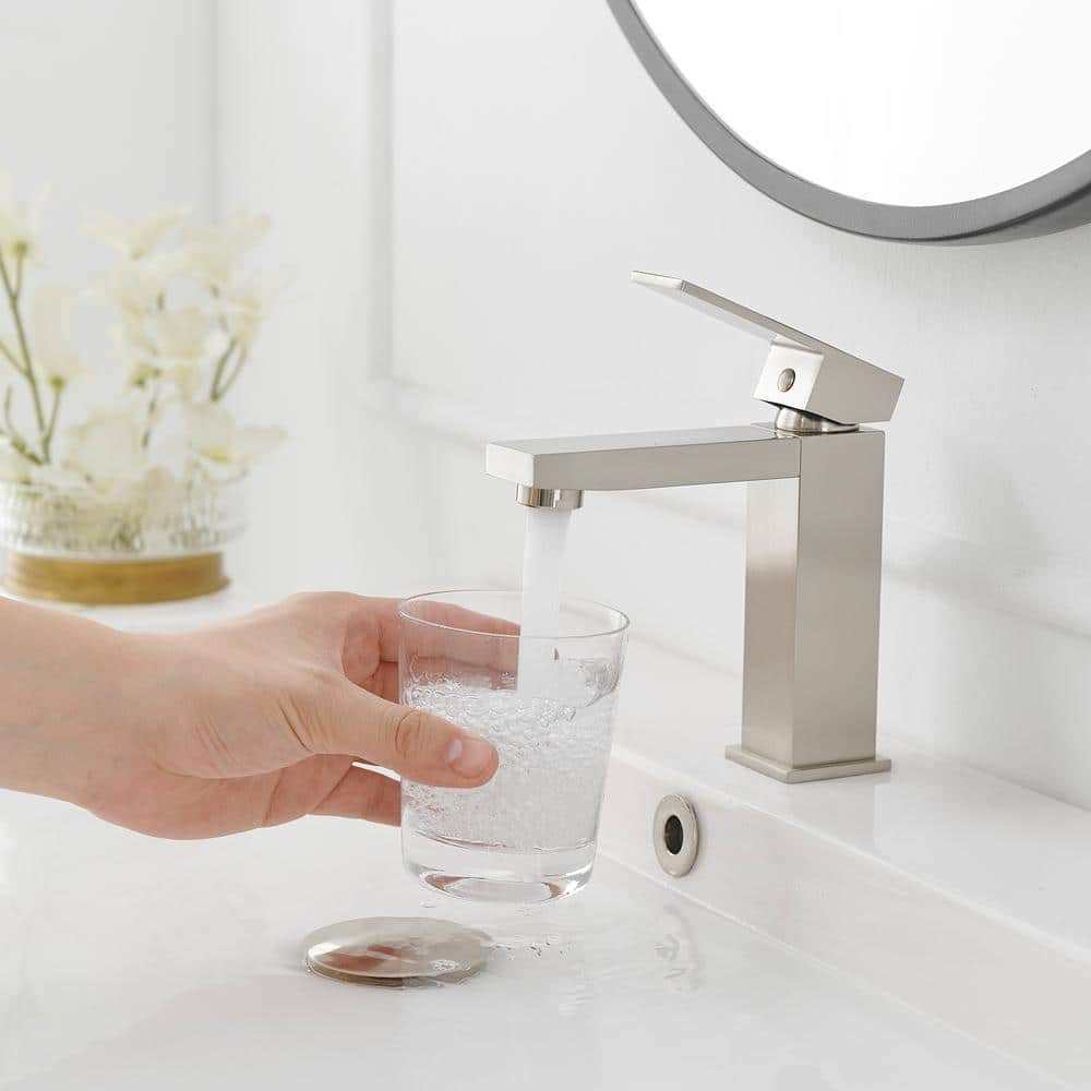 Brushed Nickel Single Handle Modern Bathroom Faucet