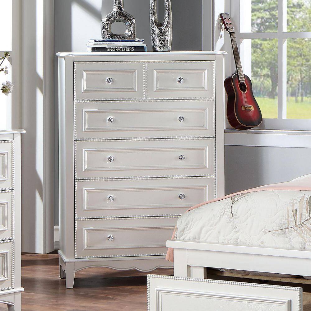 Cynna 5-Drawer White Chest of Drawers (50.13 in. H x 36.38 in. W x 18 in. D)