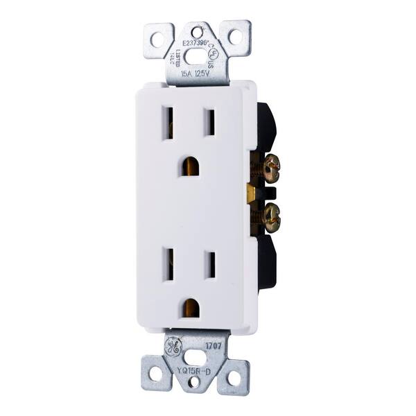 Ge 15 Amp Grounded Designer Duplex Receptacle White 50727 The Home Depot