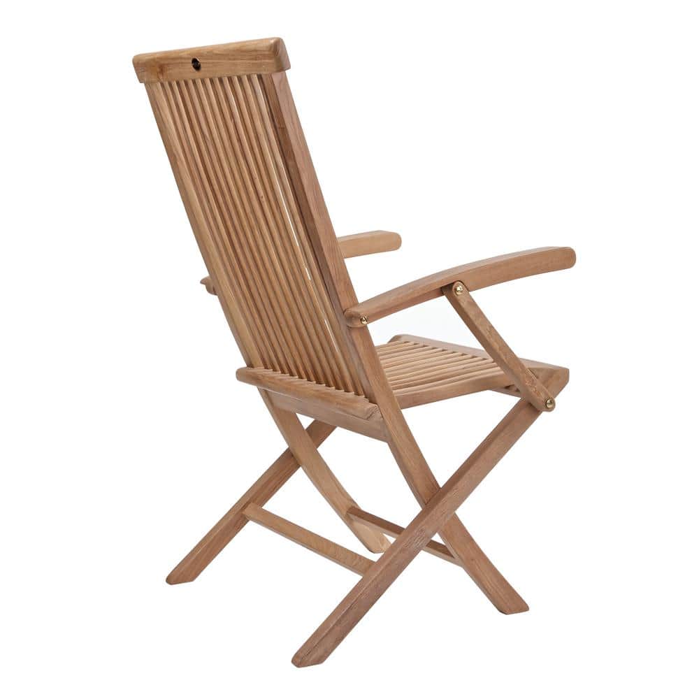 Honey Teak Wood Folding Dining Armchair