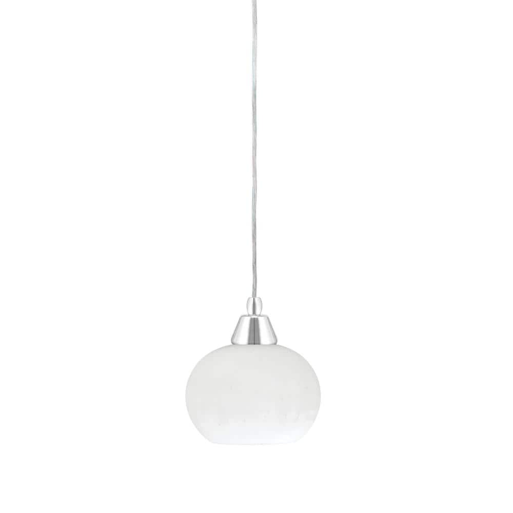 Bryson 4 in. 1-Light Chrome Cord Pendant Light with 7 in. White Muslin Glas