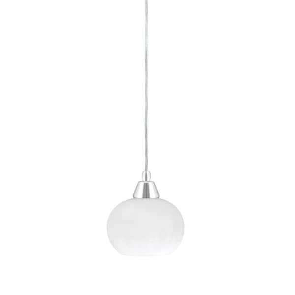 Unbranded Bryson 4 in. 1-Light Chrome Cord Pendant Light with 7 in. White Muslin Glass Shade, no bulb included