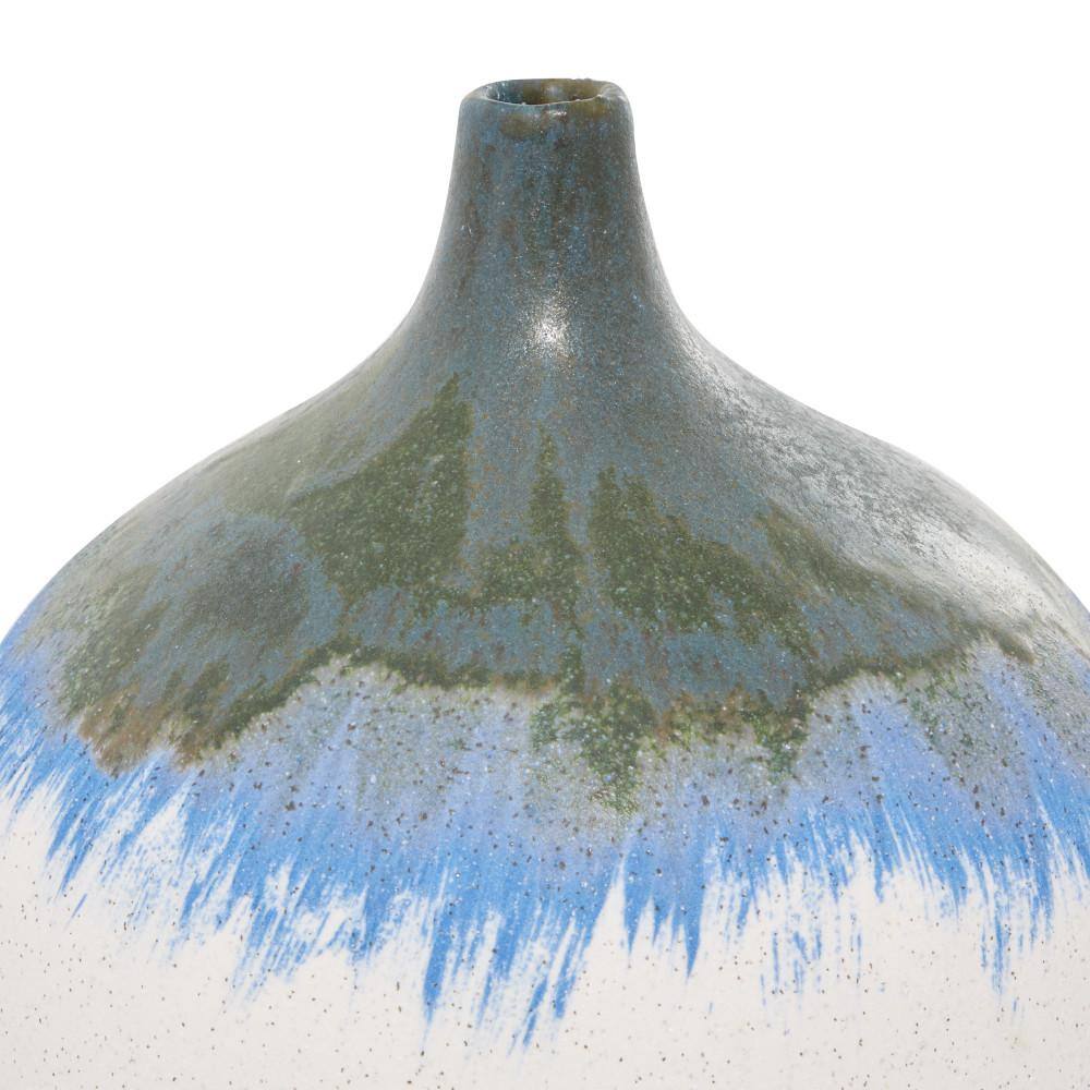 Handmade White and Blue Ceramic Bud Vase