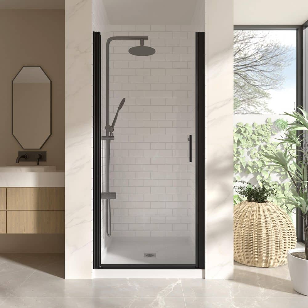 "Frameless Pivot Glass Shower Door, 34-35.4""W x 72""H 1/4""6mm Single Swing Bathroom Door for Walk in Shower, Matte Black" price history on PriceWatchPro