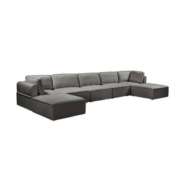 ARTFUL LIVING DESIGN Sobrino 181 in. Wide Grey Polyester Sectional Sofa