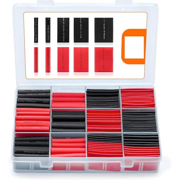 Lukyamzn 190PCS Waterproof Heat Shrink Tubing Assortment Kit, 4:1 Ratio Adhesive Lined with Glue, Black & Red