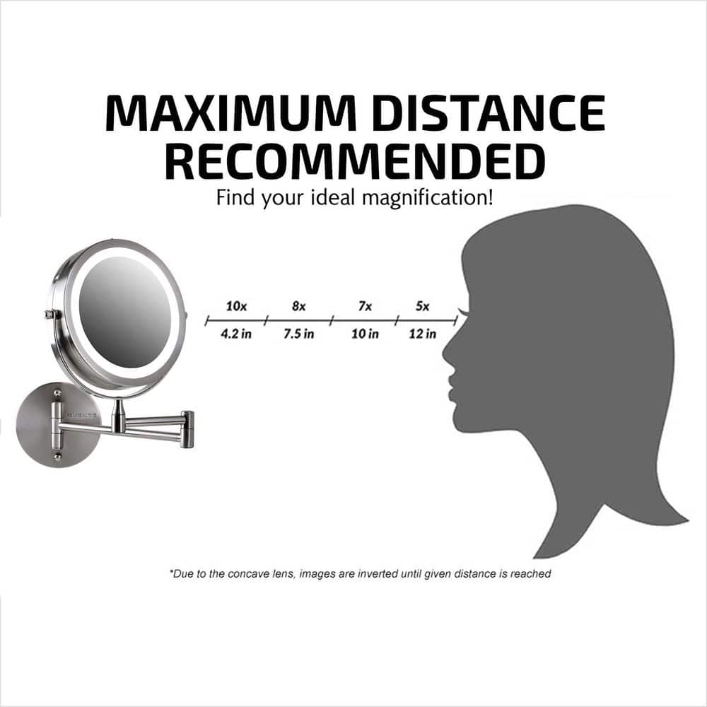Nickel Brushed 11.6" Wall Mounted LED Magnifying Mirror