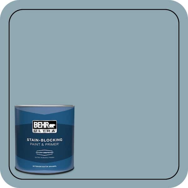 BEHR ULTRA 1 qt. #530F-4 Newport Blue Extra Durable Satin Enamel Interior Paint & Primer