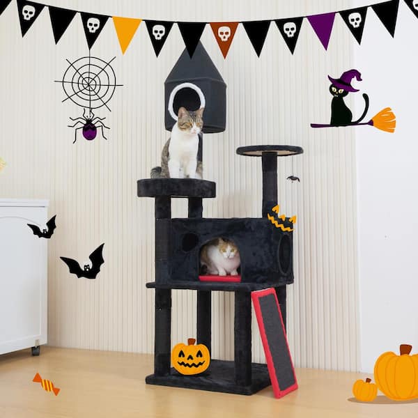 COZIWOW 64in.H Gothic Cat Tree with Coffin Bed CW12K0636-T01