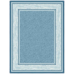 Ottohome Collection Non-Slip Rubberback Bordered Design 5x7 Indoor Area Rug, 5 ft. x 6 ft. 6 in., Teal Blue