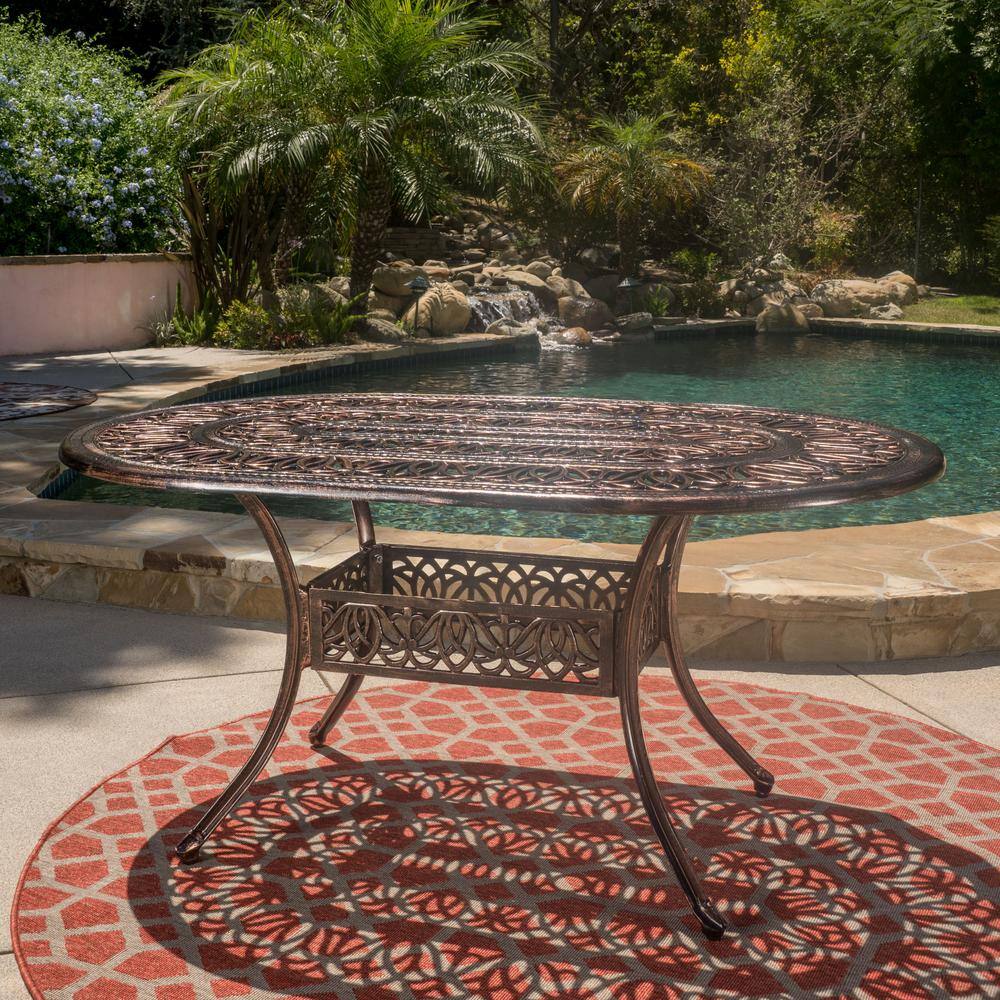 Noble House Tucson Copper Oval Aluminum Outdoor Dining 