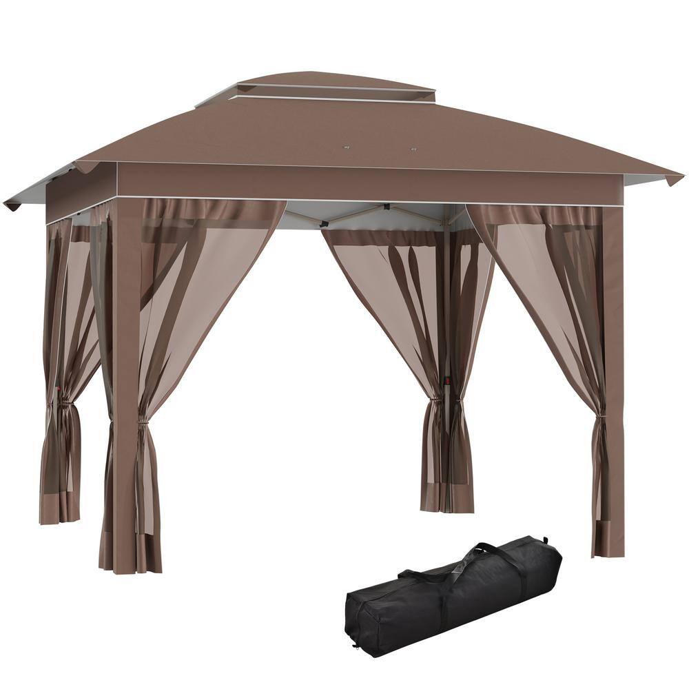 12 ft. x 12 ft. Brown Pop Up Canopy Tent, Instant Sun Shelter with Netting and Carry Bag, Height Adjustable price history on PriceWatchPro