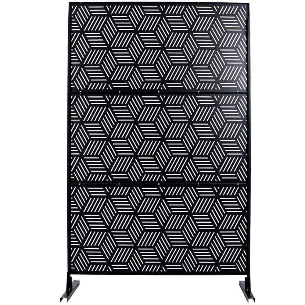 76 in. H x 48 in. W Steel Garden Fence Freestanding Outdoor Privacy Screen in Black price history on PriceWatchPro