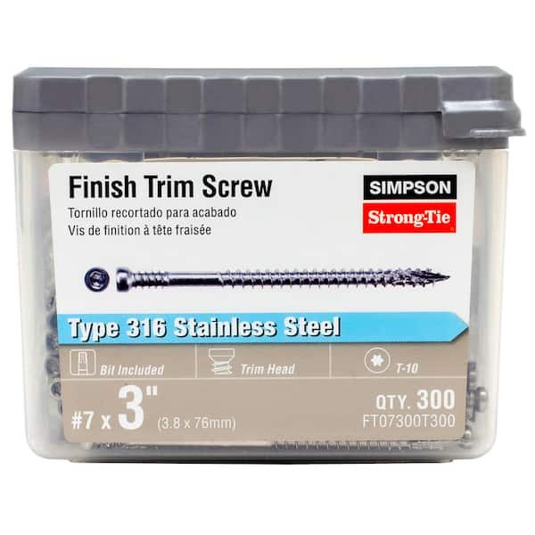 7 x 3 in. Type 316 Stainless Steel, T10 6-Lobe, Trim Head, Wood Screw (300-Pack)