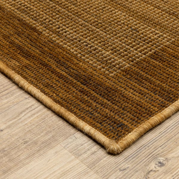 Wells 2 ft. x 10 ft. Brown/Rust Border Area Rug