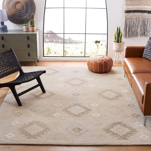 Capri Beige 9 ft. x 12 ft. Aztec Geometric Area Rug