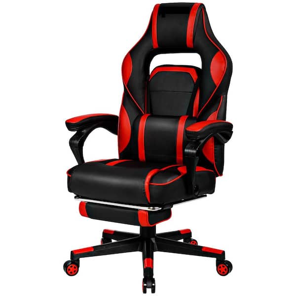 Gymax Red Plastic Massage Gaming Chair Racing Recliner Computer