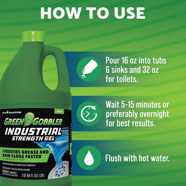 Green Gobbler 64 oz. Industrial Strength Gel Grease and Hair Clog Remover  G8022 - The Home Depot