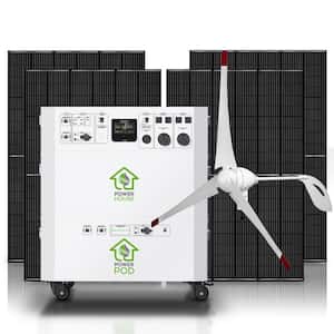 Powerhouse Platinum WE 7,200-Watt Electric Switch Solar Generator w/Expansion Pod, Four 410-Watt Panels, Wind Turbine
