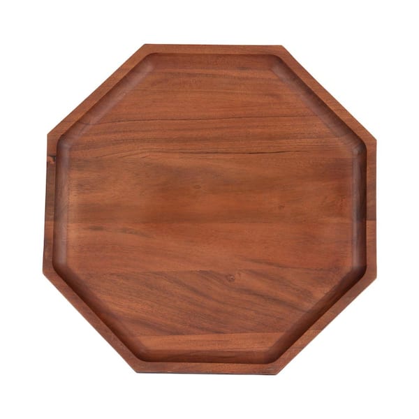 Kate and Laurel Thorpe Walnut Brown Octagon Wood Decorative Tray
