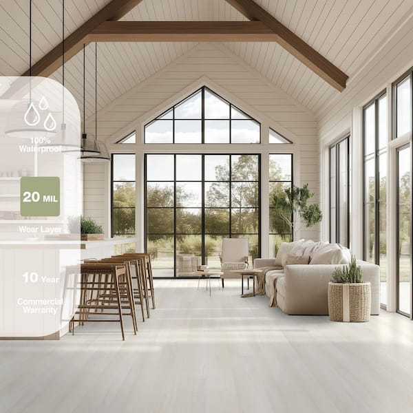 Silverbow 20 MIL x 7 in. x 48 in. White-Gray Wood Look Cick Lock Waterproof Vinyl Plank Flooring (21.42 sq. ft./Case)