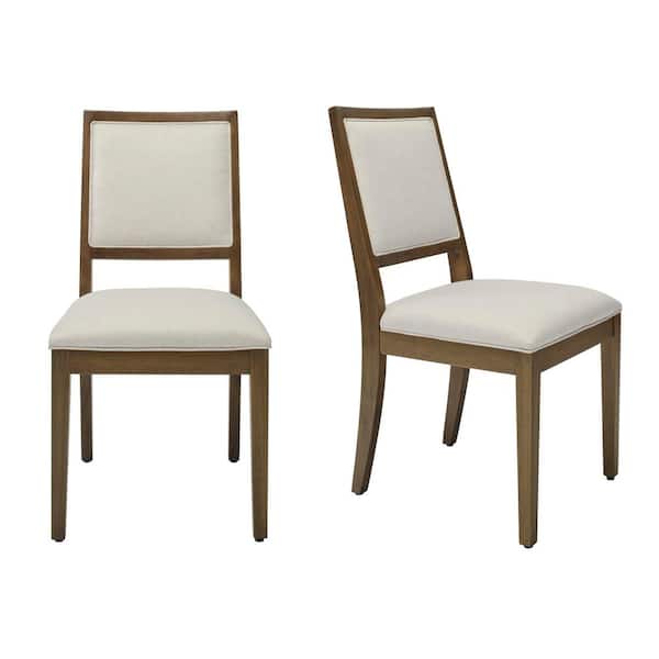 Landsdown Beige Upholstered Dining Chair with Haze Wood Legs (Set of 2)