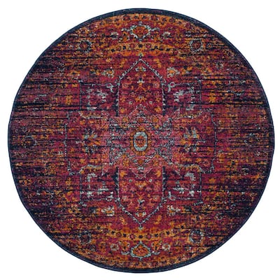 5 by 5-Feet Purple Playful Butterfly Kisses Round Rug 