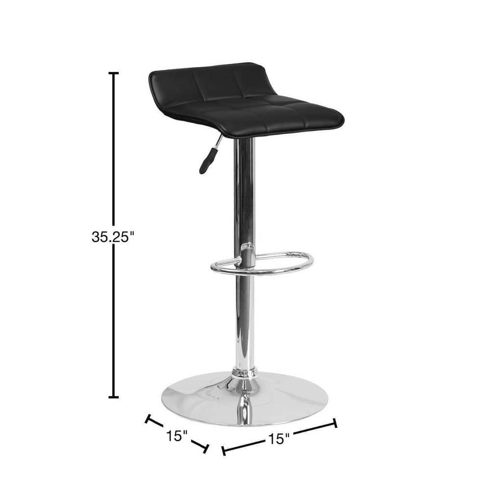 Contemporary Black Vinyl Swivel Adjustable Barstool with Chrome Base