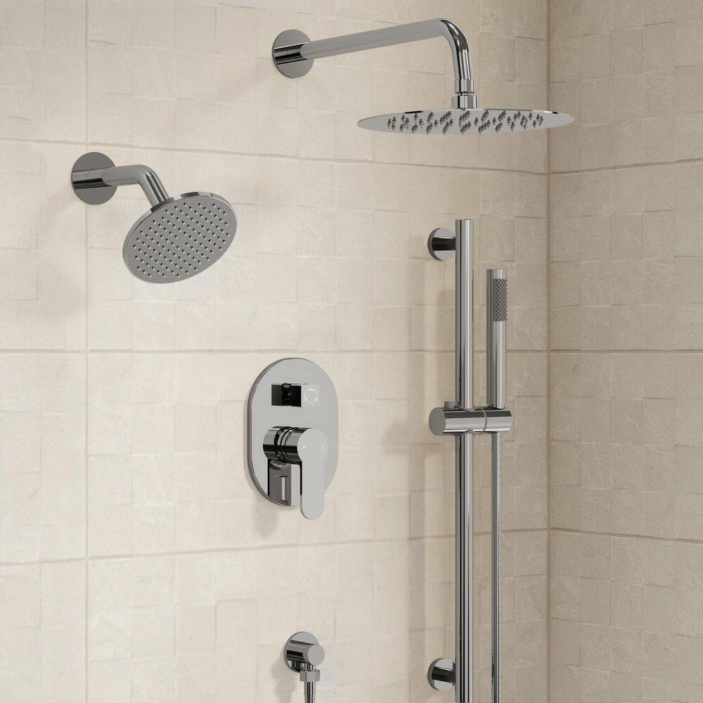 3 in 1 Showers with Valve 3-Spray Dual Wall Mount 10 in. Fixed and Handheld Shower Head 2.5 GPM in Chrome price history on PriceWatchPro