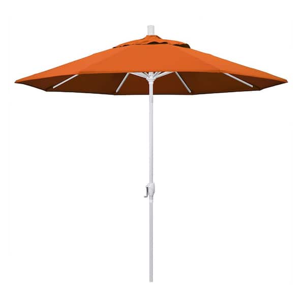 California Umbrella 9 ft. Aluminum Market Push Tilt - M White Patio Umbrella in Tuscan Pacifica