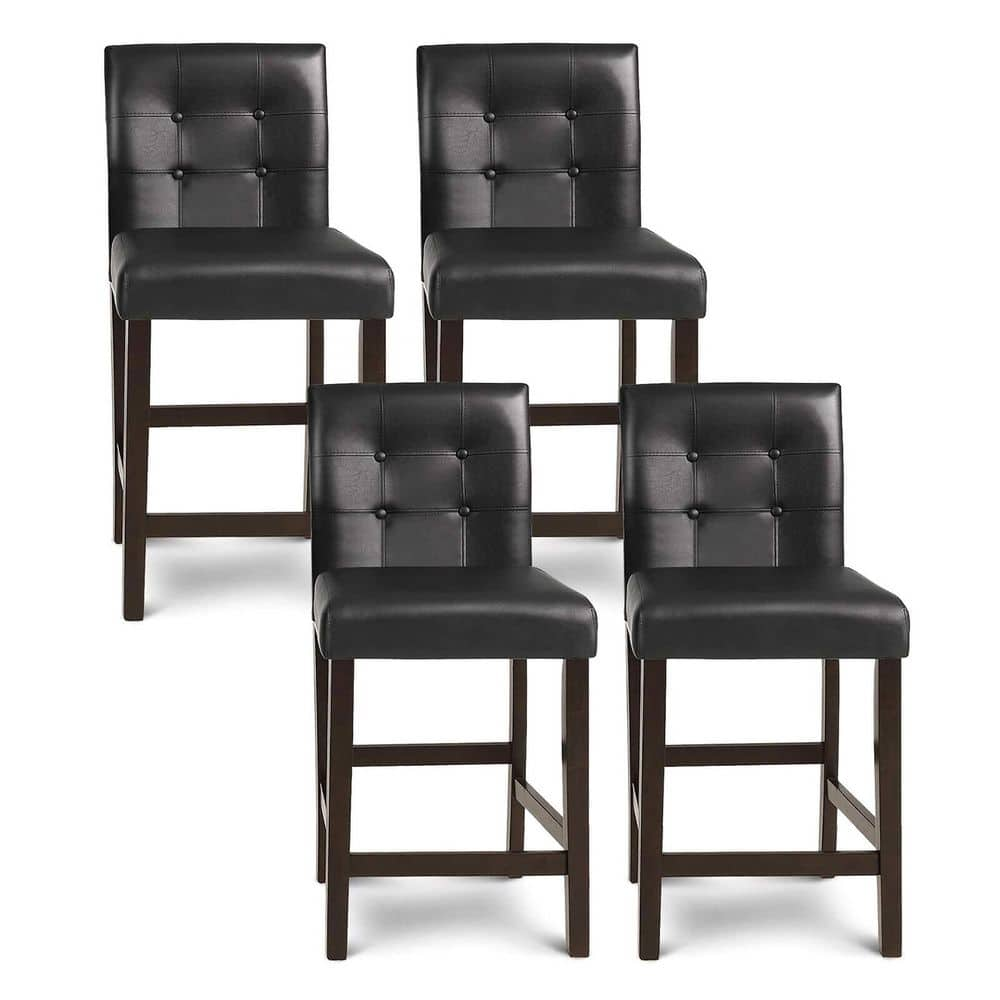 Gymax Set of 4-Bar Stools 25 in. Counter Height Barstool Pub Chair