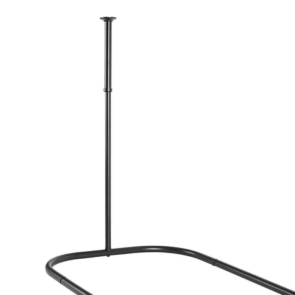 Matte Black and White Aluminum Ceiling Mounted D-Shaped Shower Curtain Rod