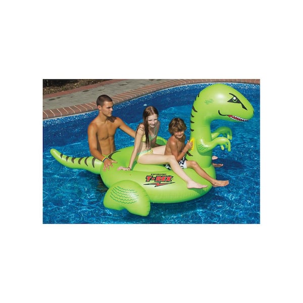 96 in. x 65 in. Green T-Rex Inflatable Giant Ride-On Pool Float