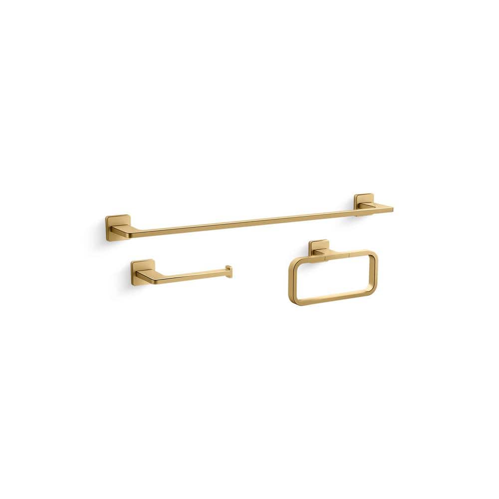 Mavera 3-Piece Bath Hardware Set Towel Bar, Toilet Paper Holder and Hand Towel Holder in Vibrant Brushed Moderne Brass price history on PriceWatchPro