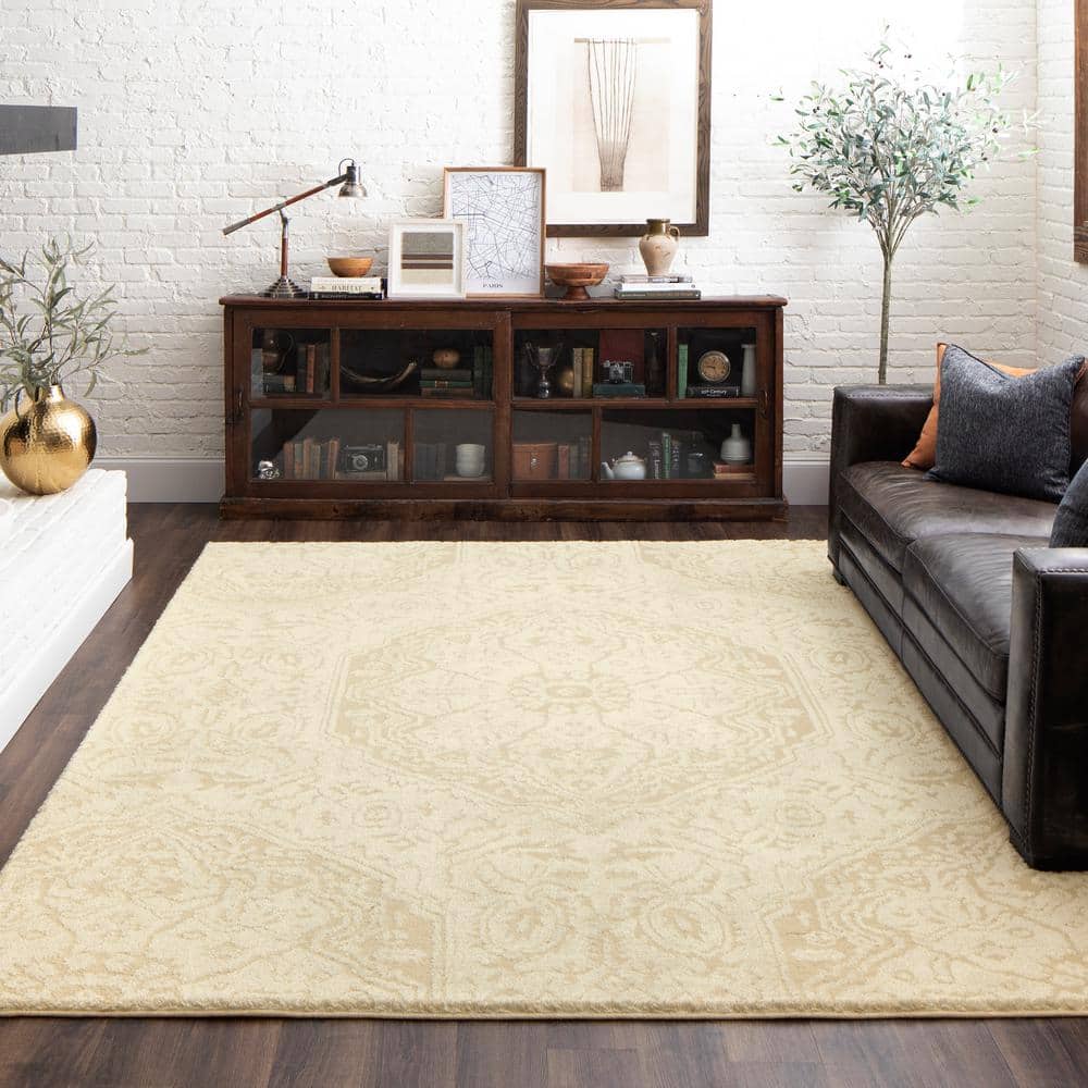 Francesca Cream Tufted Shag Area Rug, 3'4" x 5'