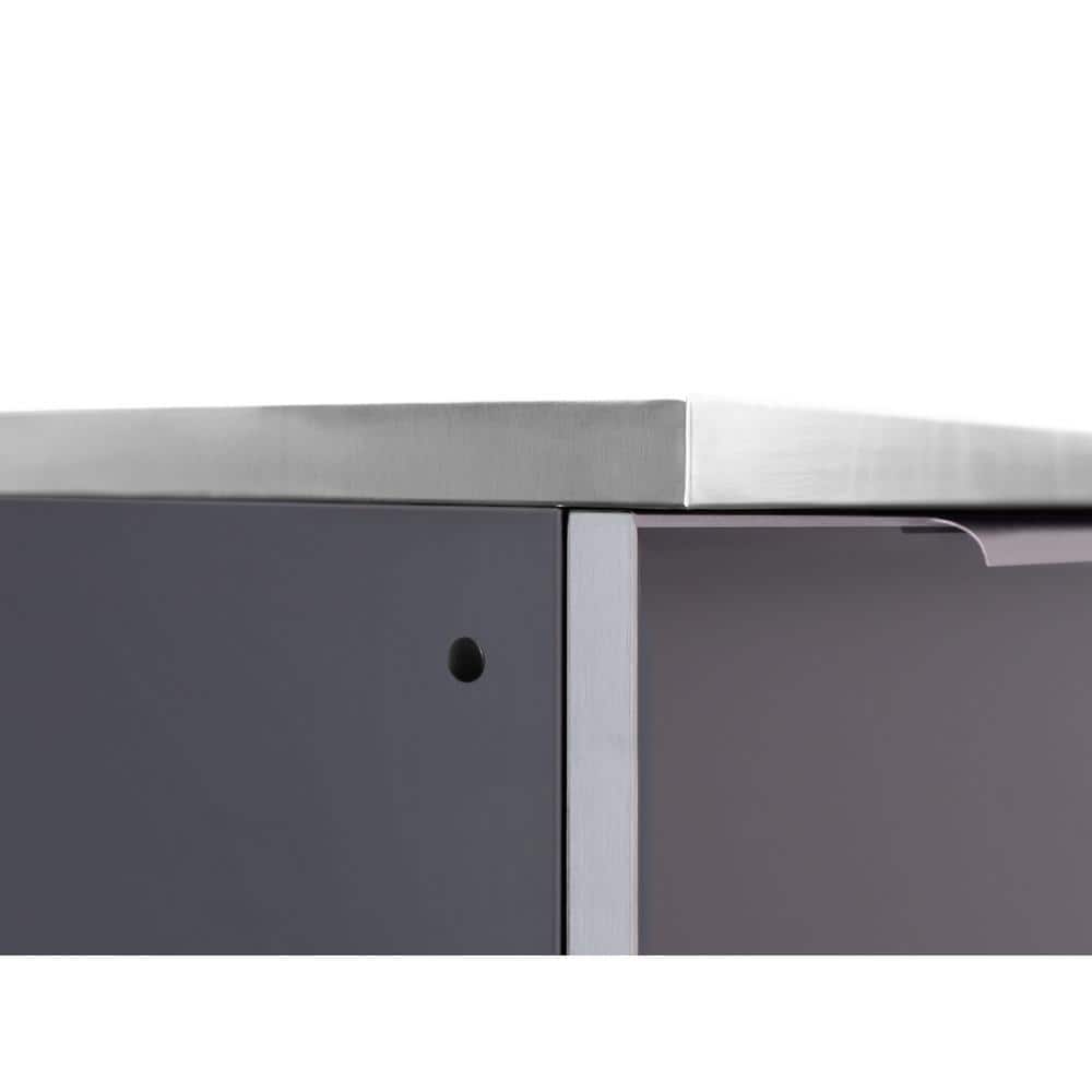 Slate Gray Aluminum Modular Outdoor Kitchen with Stainless Steel Countertop