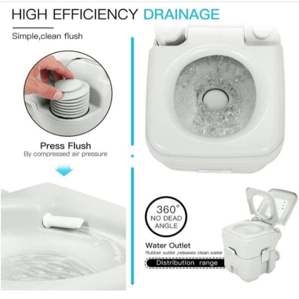 Gray High-Density Polypropylene Portable Camping Toilet with 5.3 Gallon Capacity